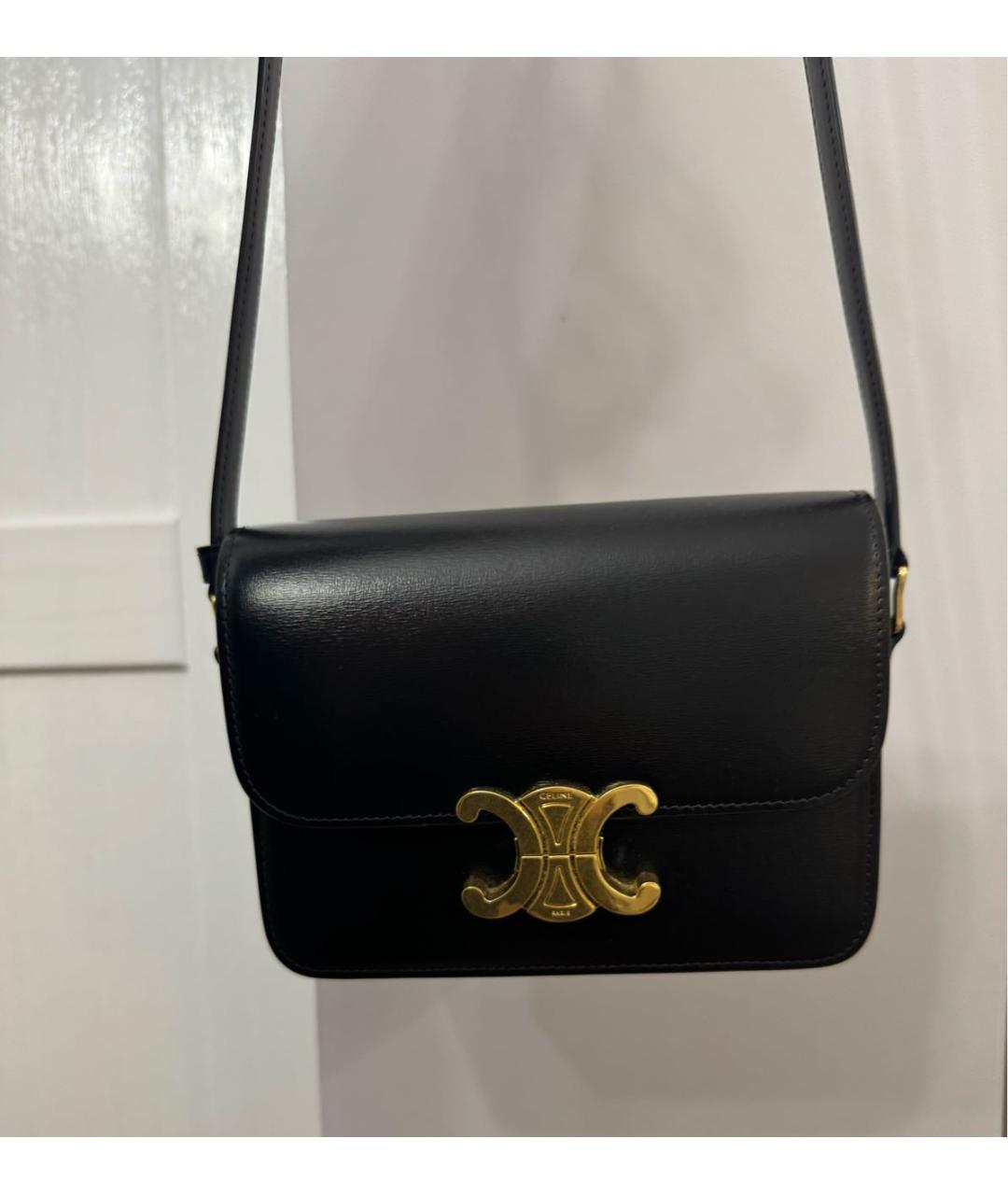 CELINE PRE-OWNED Черная кожаная сумка через плечо, фото 2