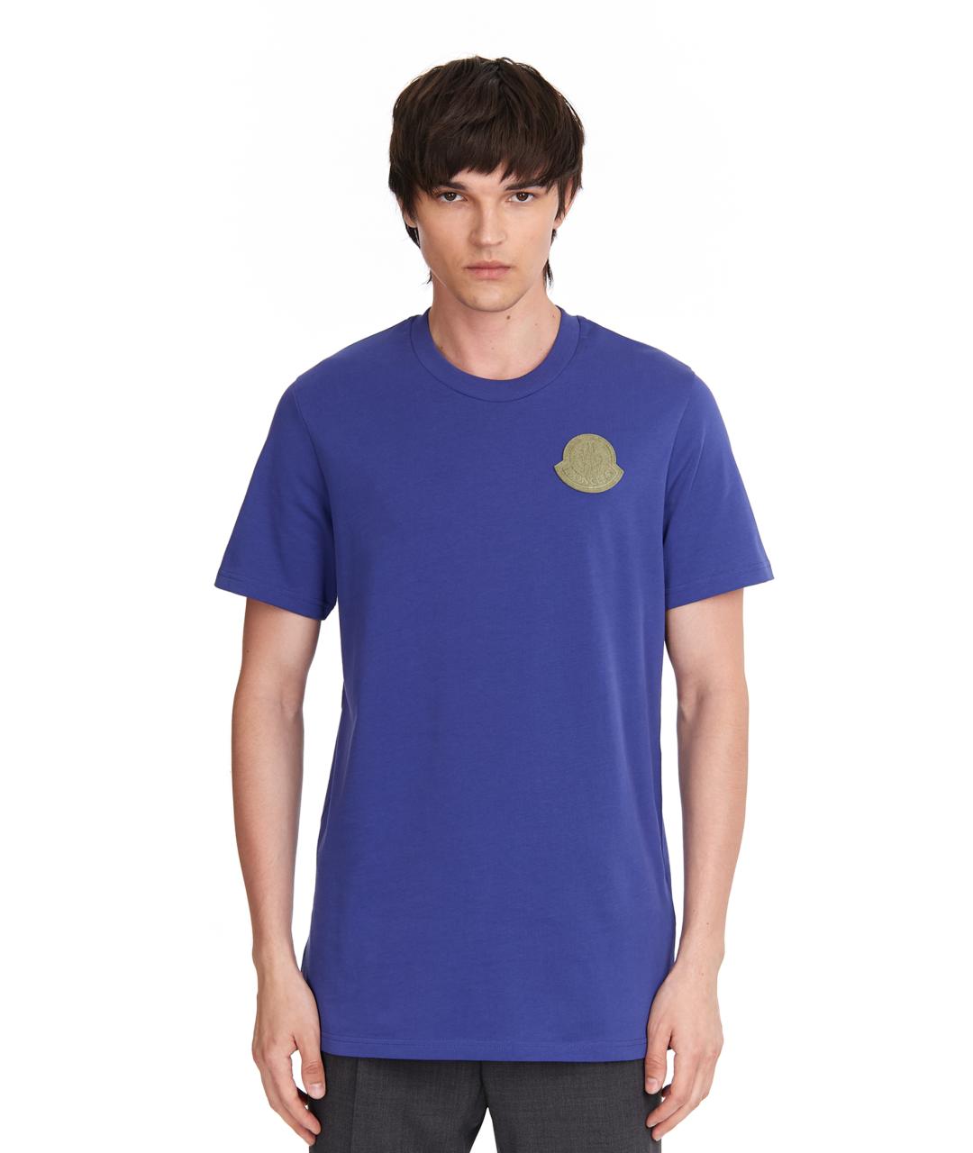 MONCLER Синяя хлопковая футболка, фото 4