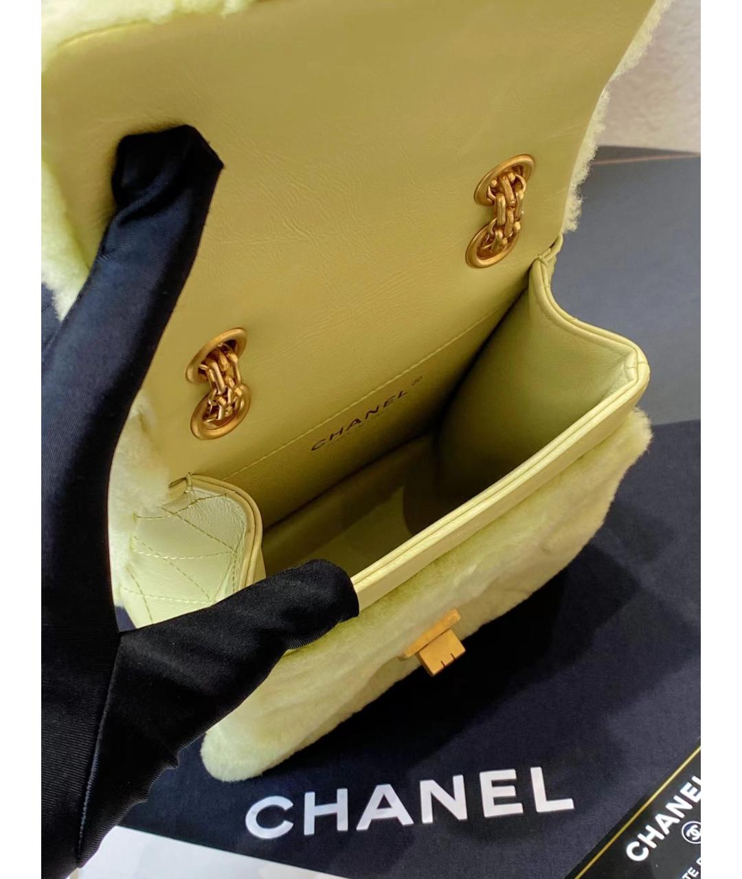 CHANEL PRE-OWNED Салатовая шерстяная сумка через плечо, фото 9