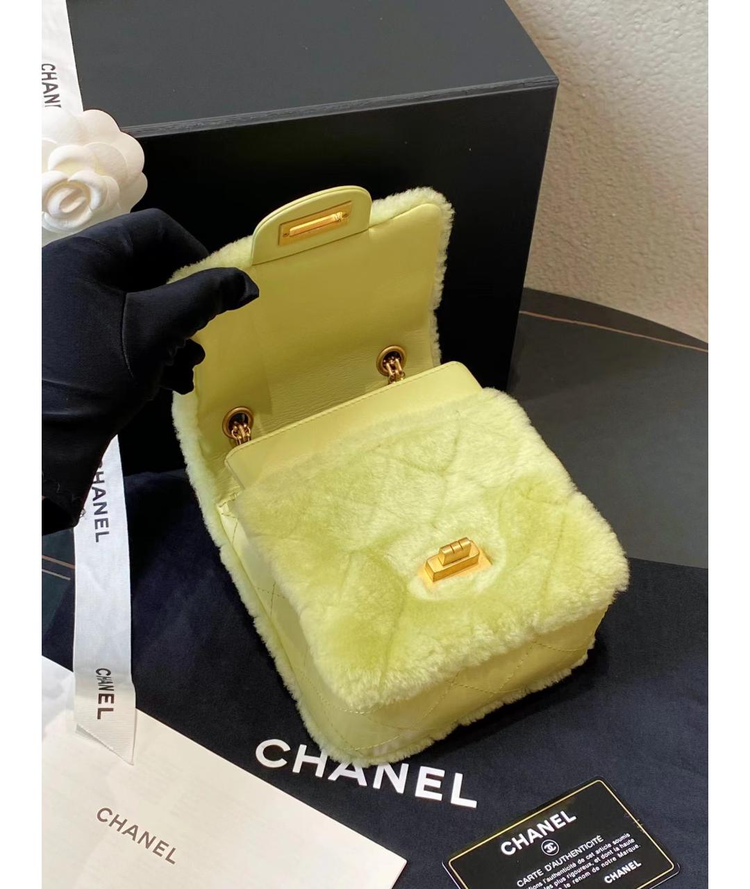 CHANEL PRE-OWNED Салатовая шерстяная сумка через плечо, фото 8