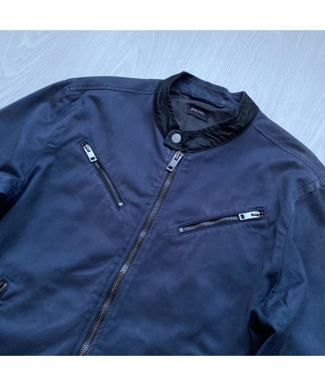 DIESEL Темно-синяя хлопко-эластановая куртка, фото 2