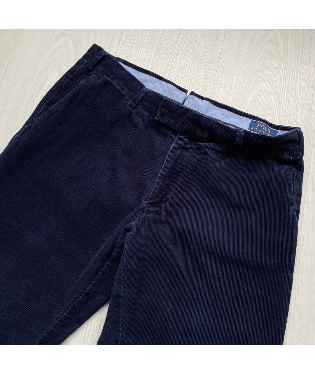 POLO RALPH LAUREN Темно-синие хлопко-эластановые классические брюки, фото 3