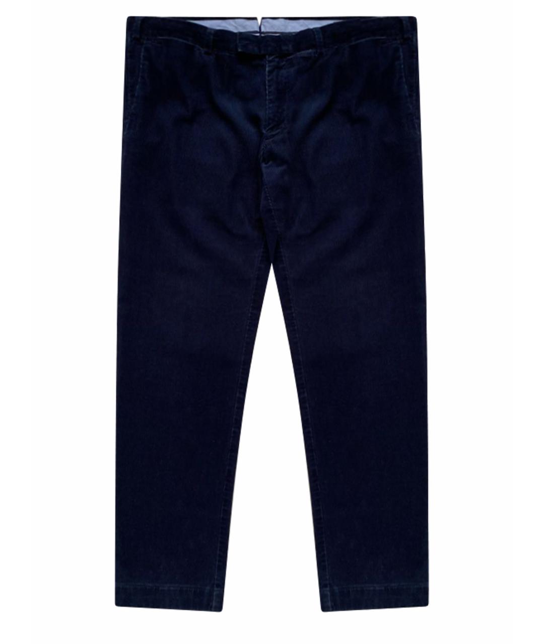 POLO RALPH LAUREN Темно-синие хлопко-эластановые классические брюки, фото 1