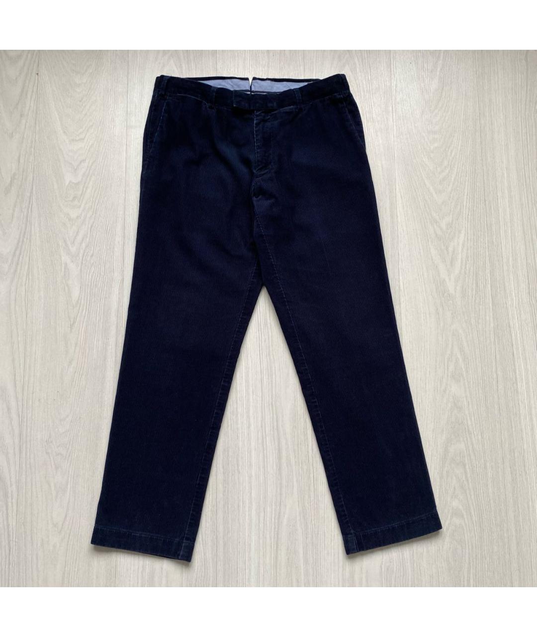 POLO RALPH LAUREN Темно-синие хлопко-эластановые классические брюки, фото 8