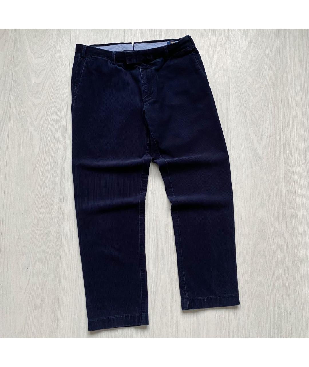 POLO RALPH LAUREN Темно-синие хлопко-эластановые классические брюки, фото 2