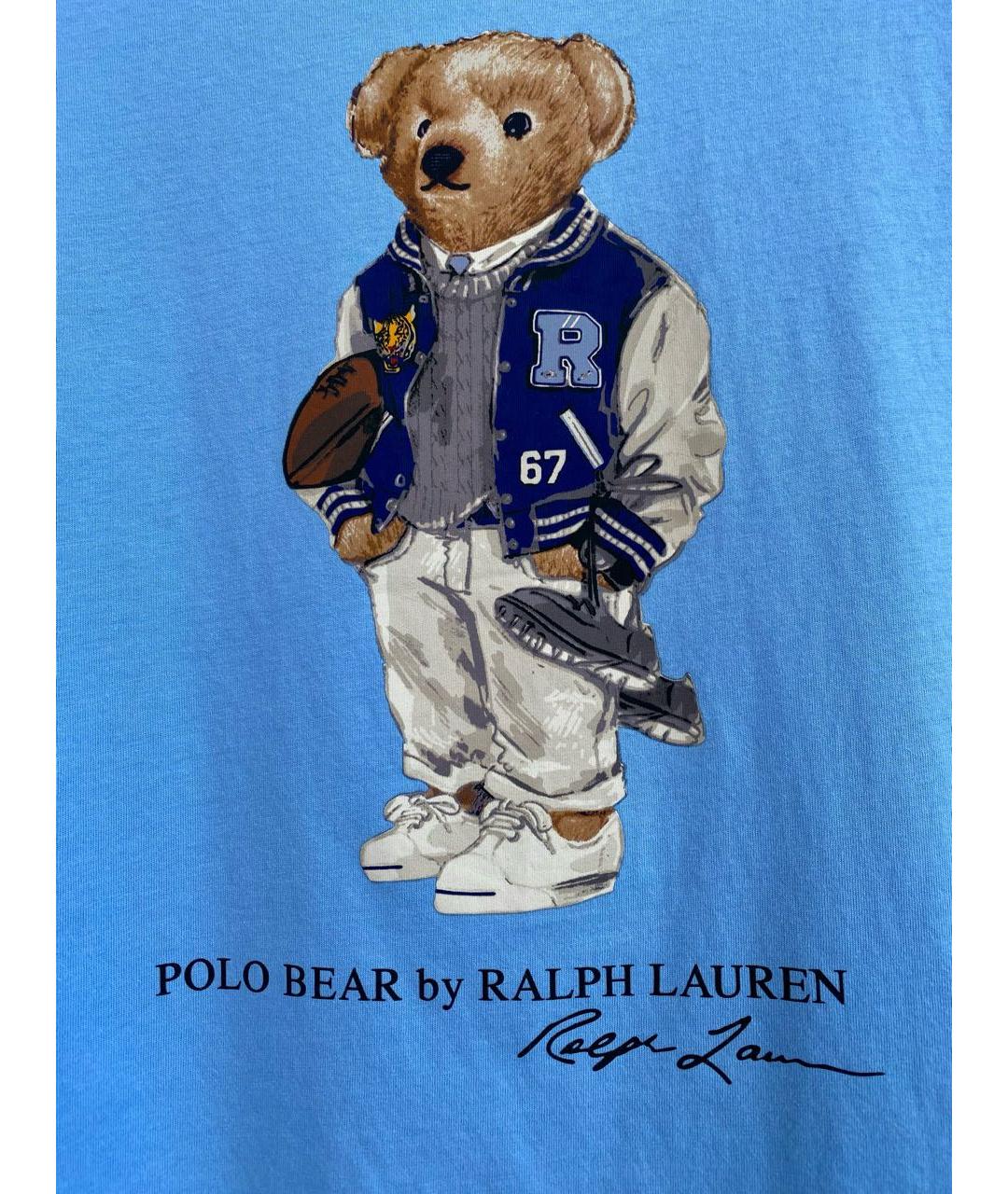 POLO RALPH LAUREN Голубая хлопковая футболка, фото 3