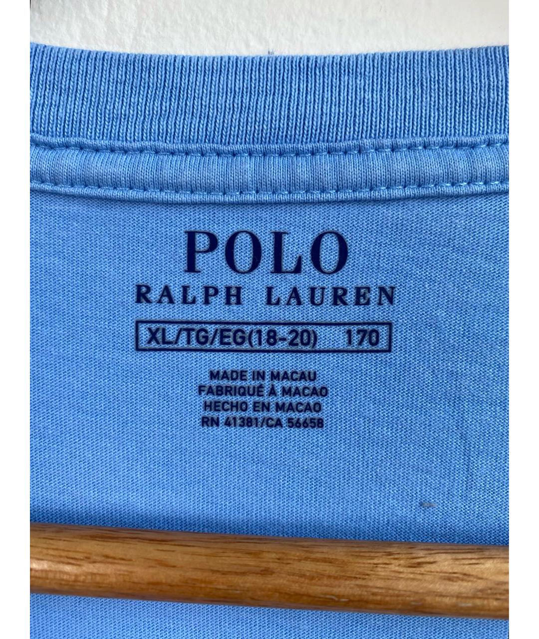 POLO RALPH LAUREN Голубая хлопковая футболка, фото 7