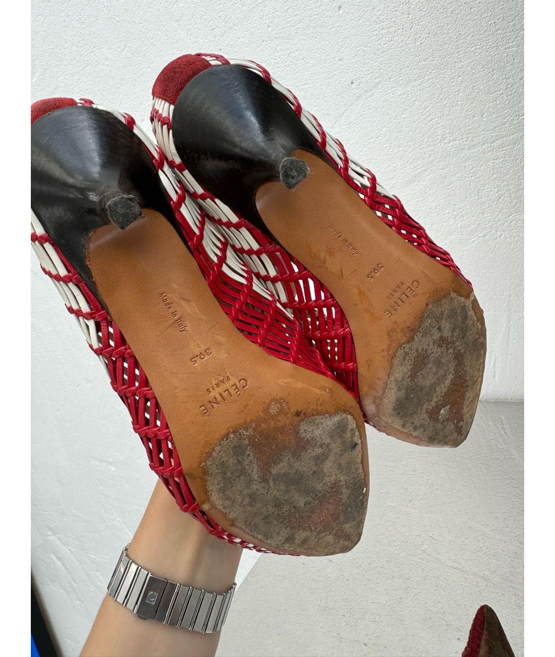 CELINE PRE-OWNED Красные кожаные туфли, фото 4
