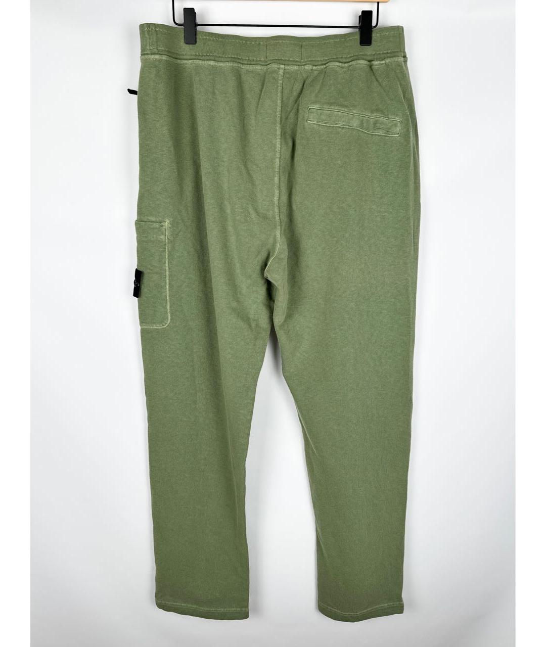 STONE ISLAND Зеленые хлопковые повседневные брюки, фото 2