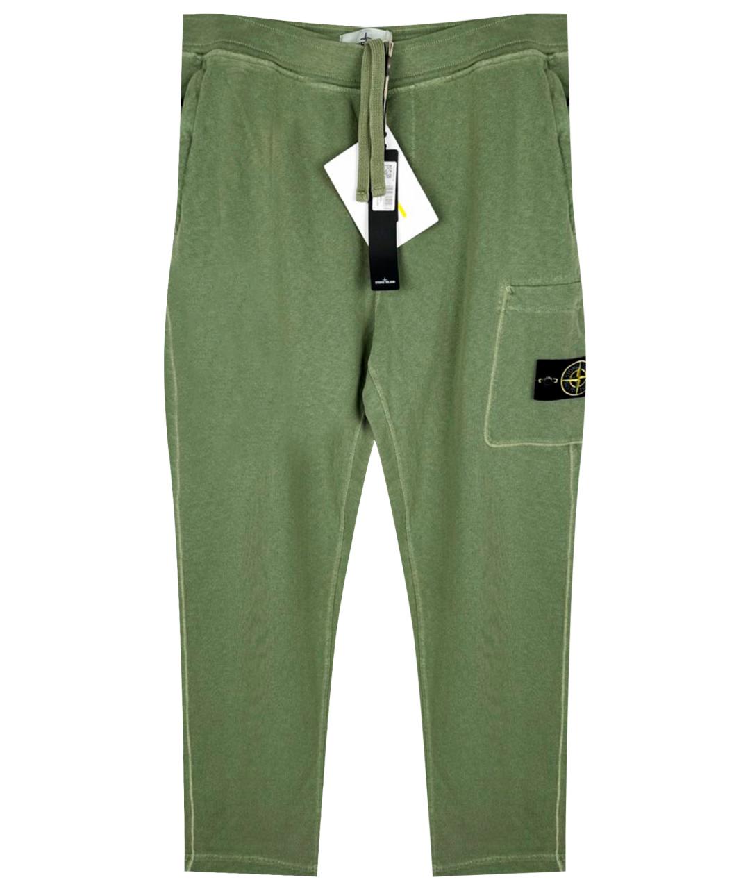 STONE ISLAND Зеленые хлопковые повседневные брюки, фото 1