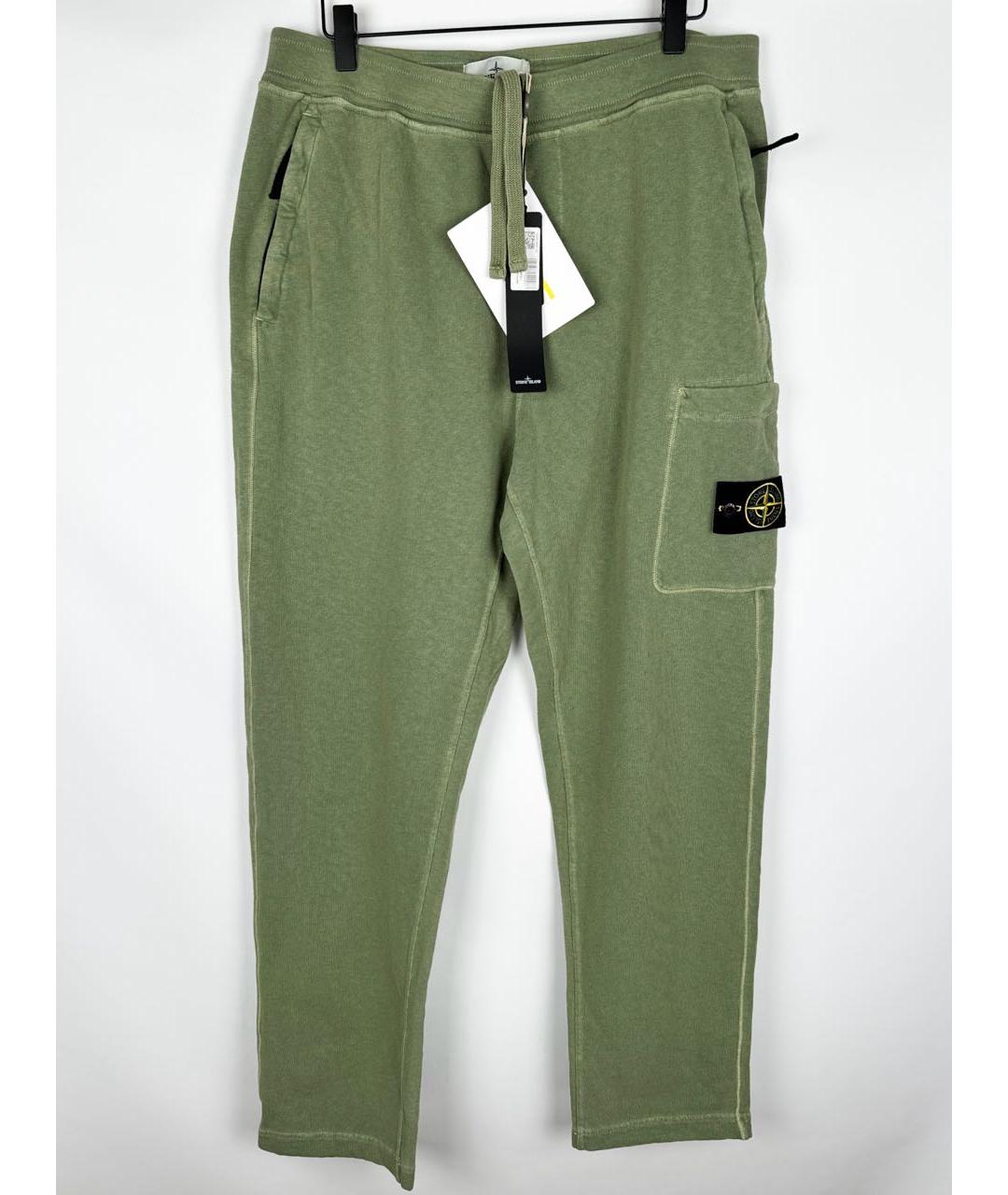 STONE ISLAND Зеленые хлопковые повседневные брюки, фото 9