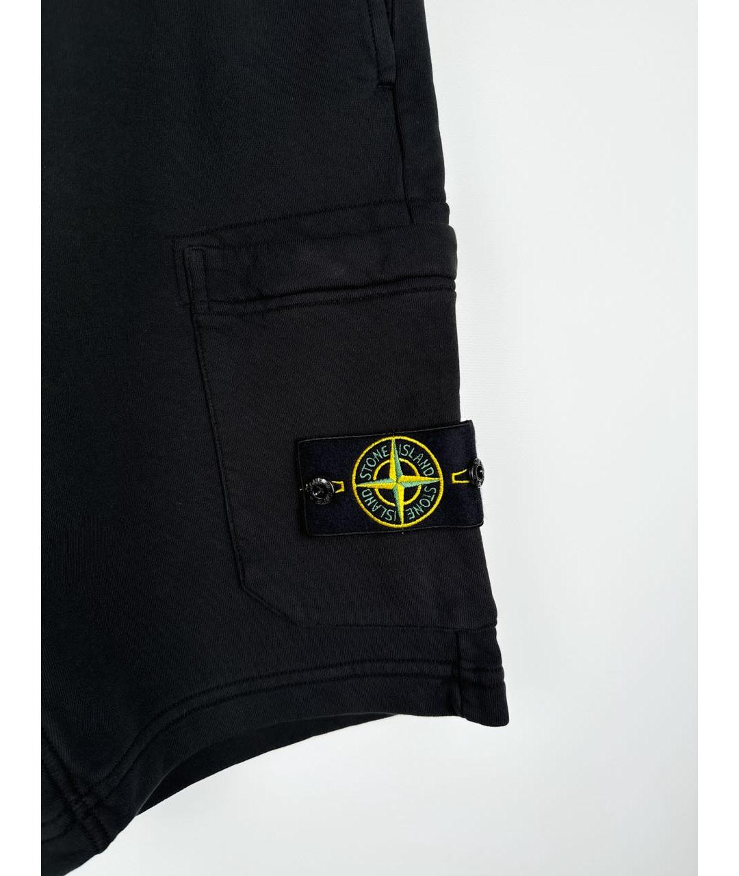 STONE ISLAND Черные хлопковые шорты, фото 3