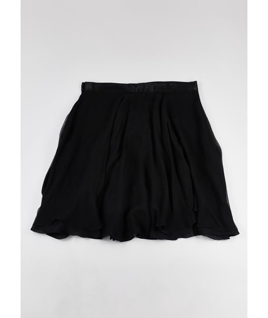 POLO RALPH LAUREN Черная шелковая юбка мини, фото 2