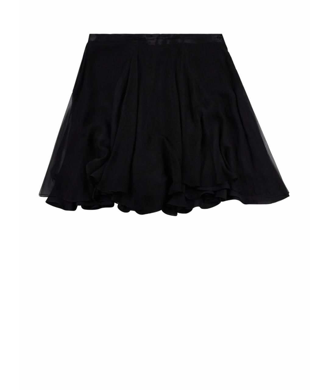 POLO RALPH LAUREN Черная шелковая юбка мини, фото 1