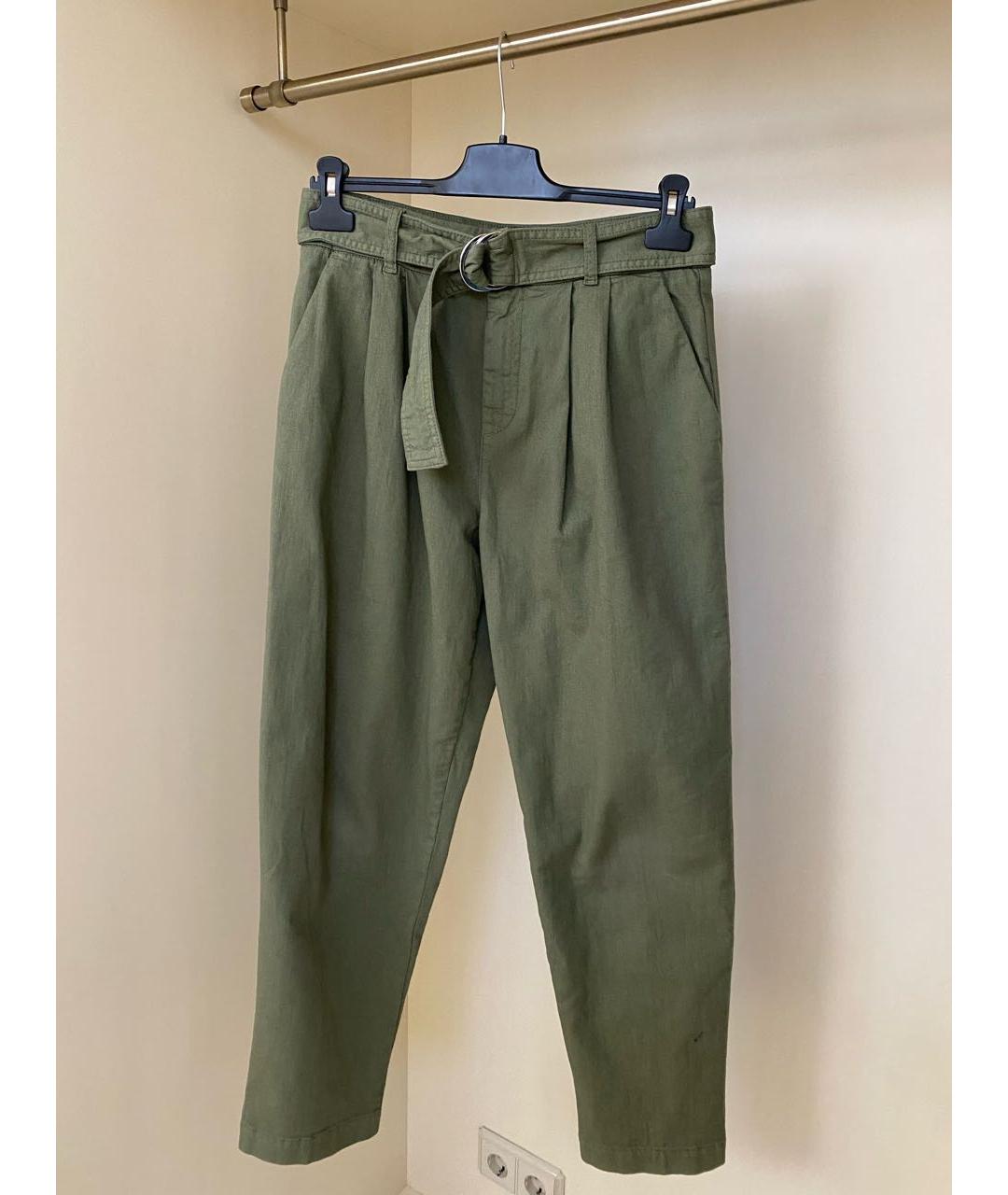 P.A.R.O.S.H. Хаки хлопко-эластановые брюки широкие, фото 5