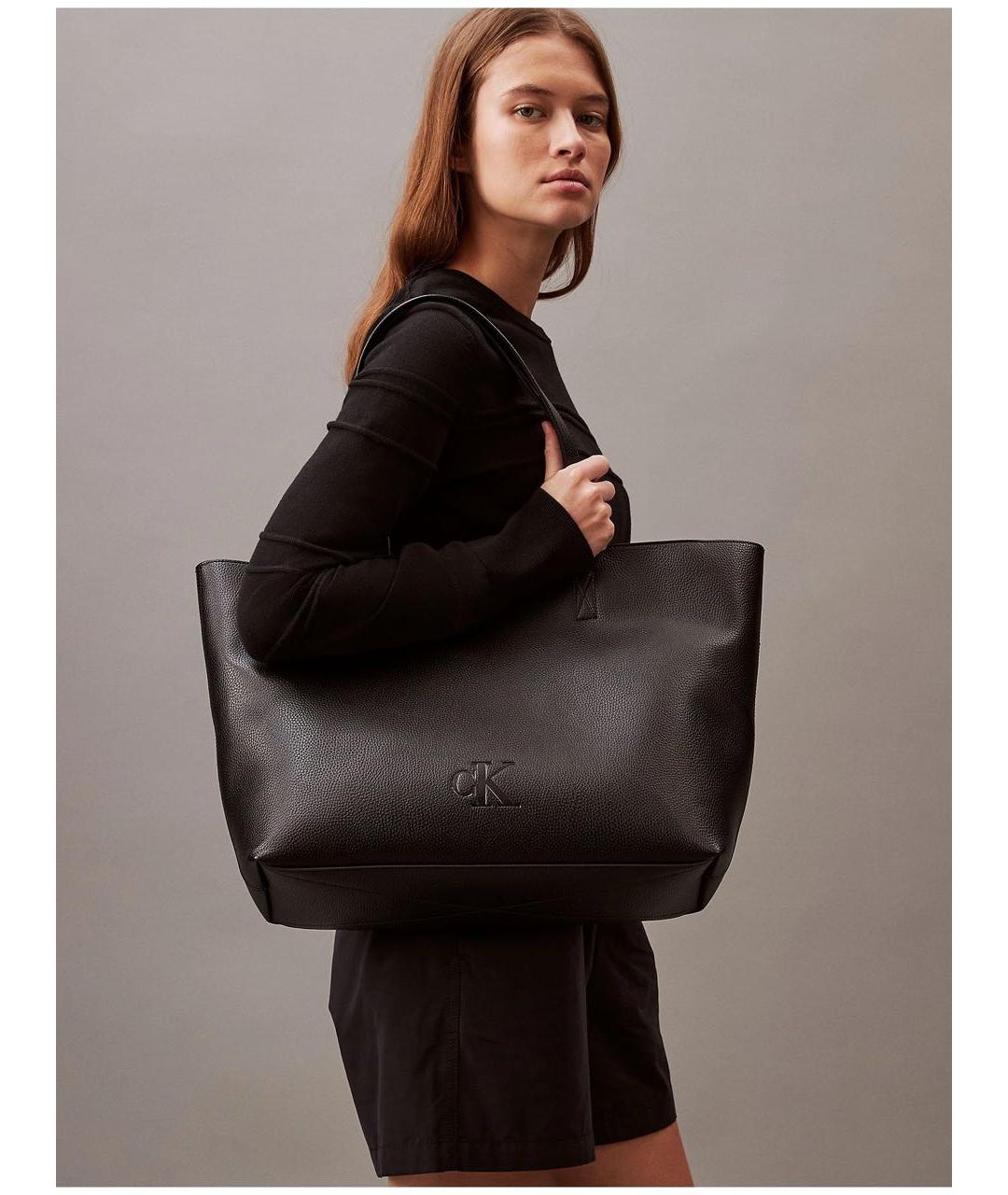 CALVIN KLEIN Черная сумка тоут, фото 2