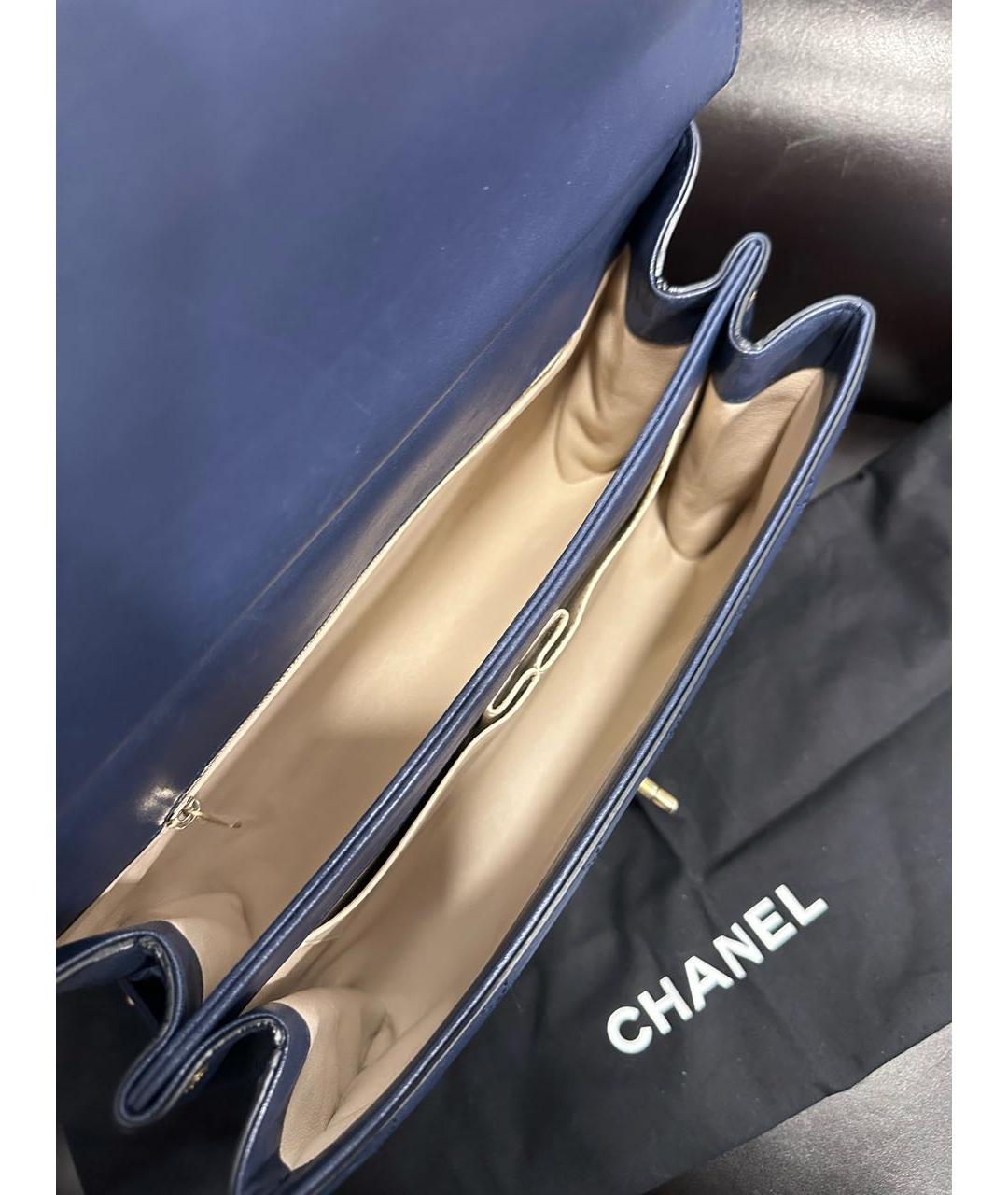 CHANEL PRE-OWNED Темно-синяя кожаная сумка через плечо, фото 4