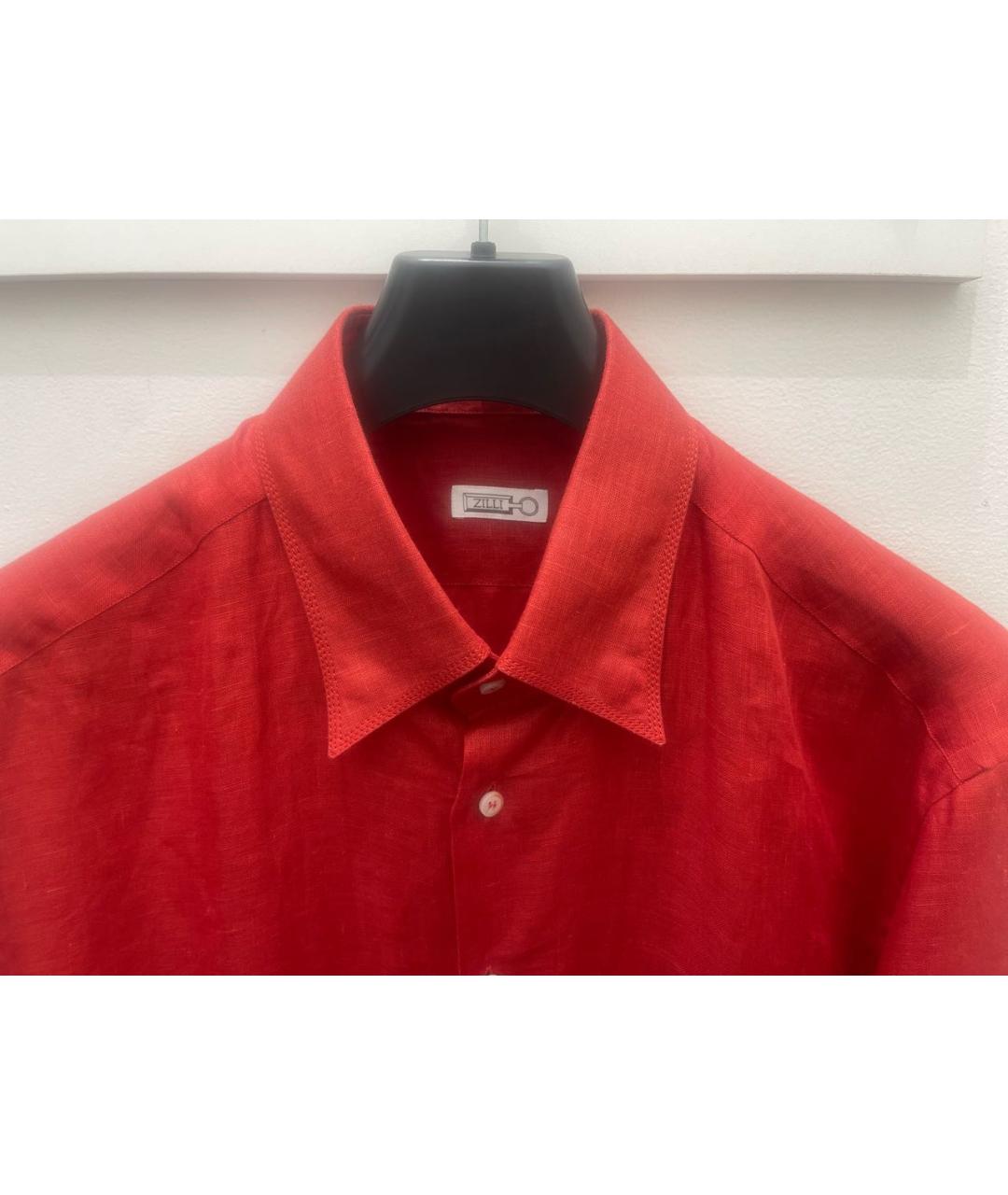 ZILLI Красная льняная кэжуал рубашка, фото 3