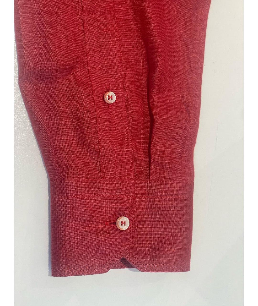 ZILLI Красная льняная кэжуал рубашка, фото 4