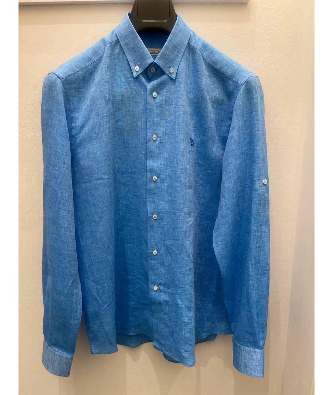 ZILLI Голубая льняная кэжуал рубашка, фото 8