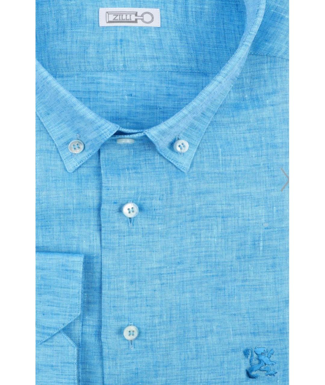 ZILLI Голубая льняная кэжуал рубашка, фото 5