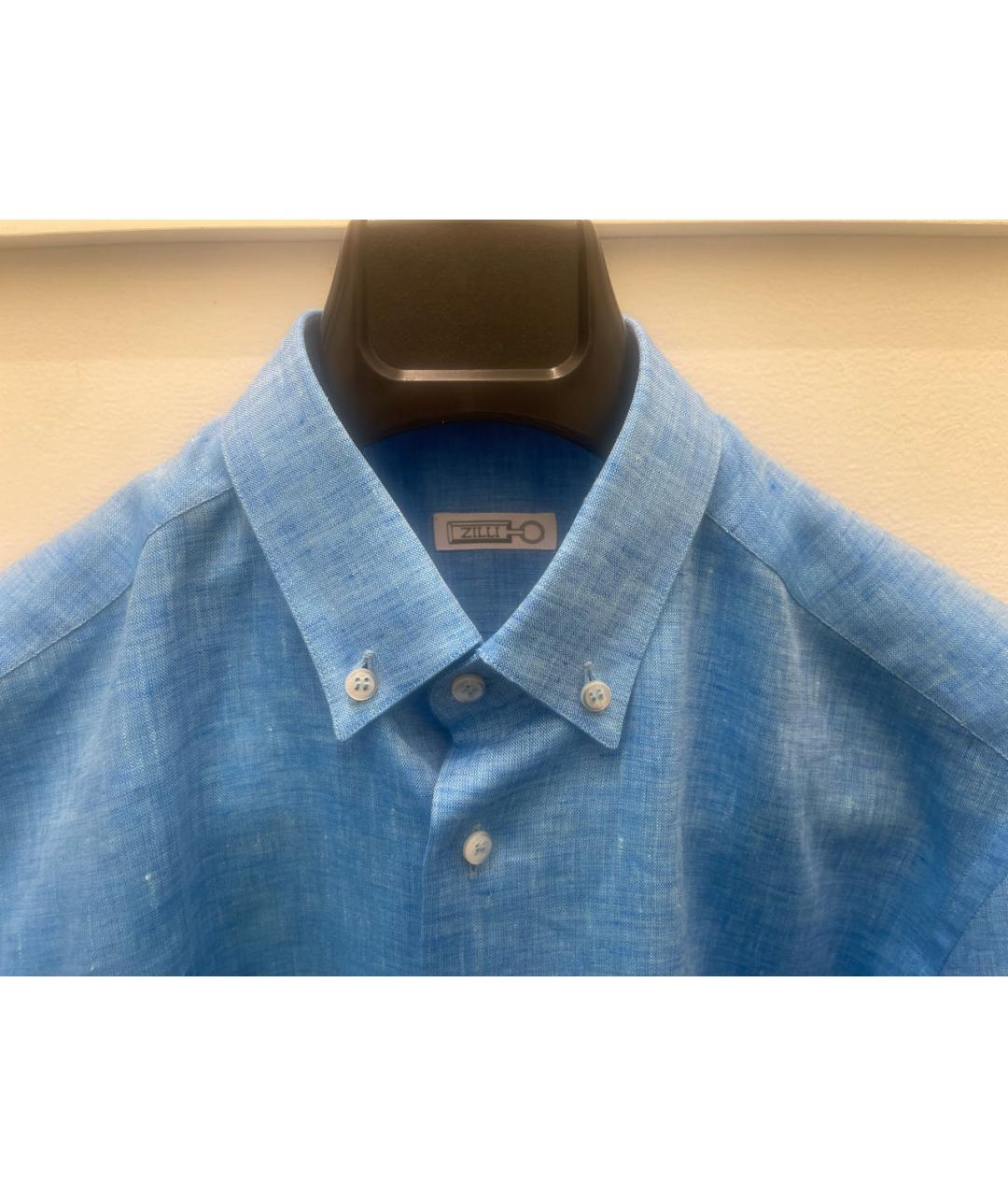 ZILLI Голубая льняная кэжуал рубашка, фото 3