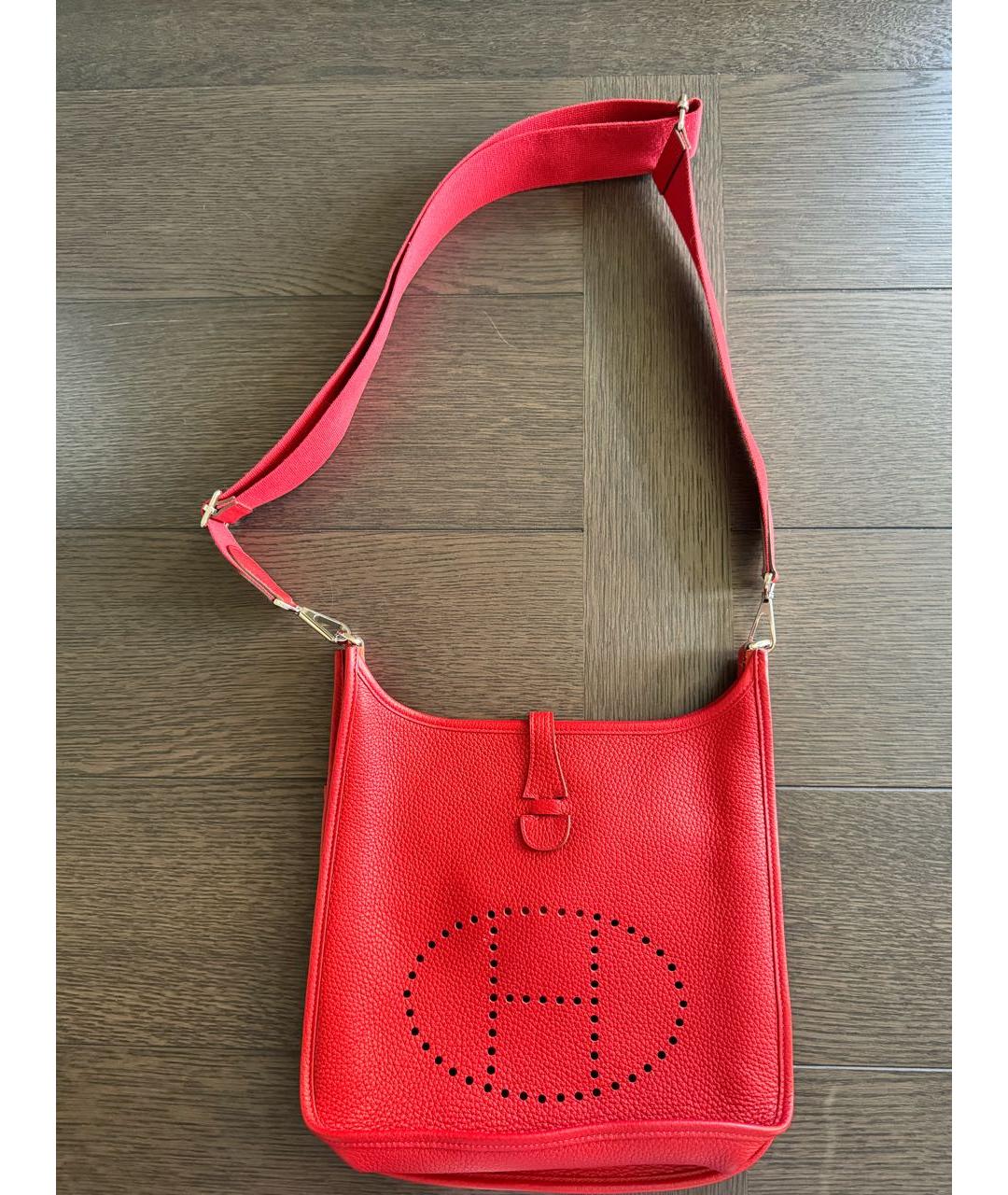 HERMES PRE-OWNED Красная кожаная сумка через плечо, фото 5