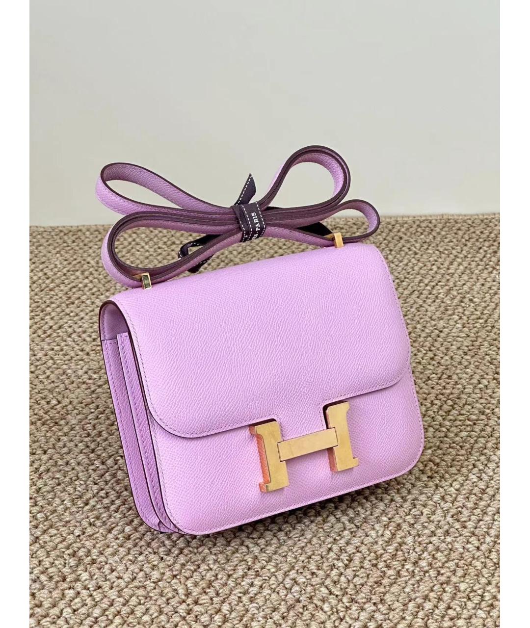 HERMES PRE-OWNED Фиолетовая кожаная сумка через плечо, фото 3