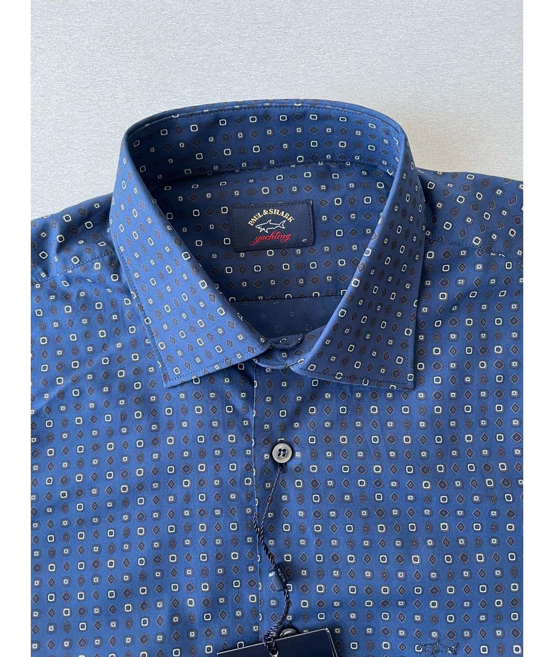 PAUL & SHARK Темно-синяя хлопковая кэжуал рубашка, фото 6