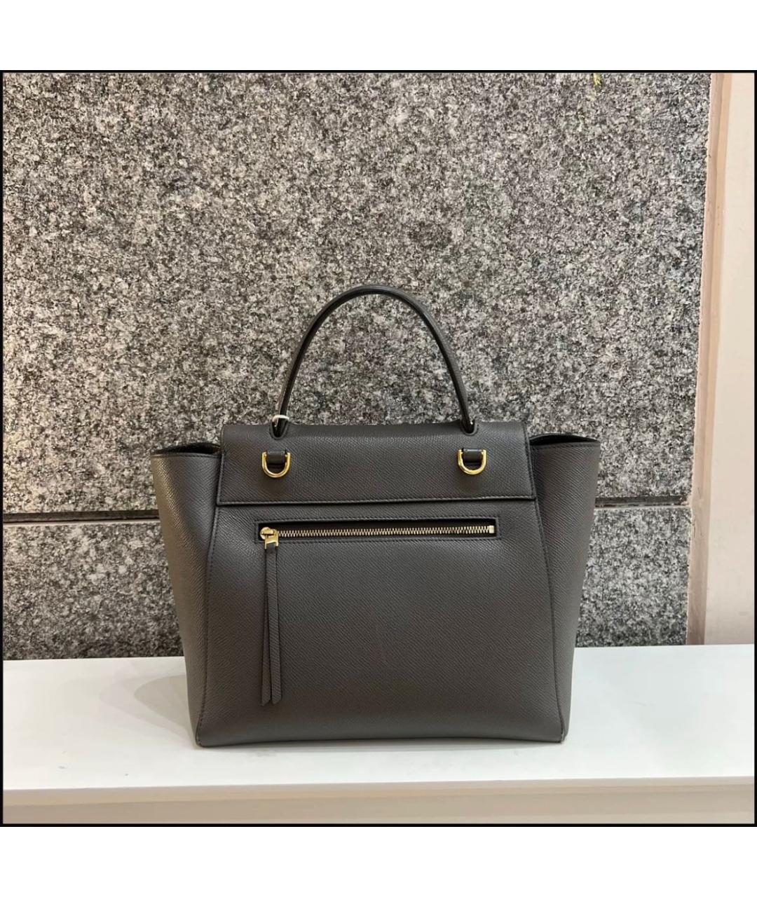 CELINE PRE-OWNED Серая кожаная сумка тоут, фото 5