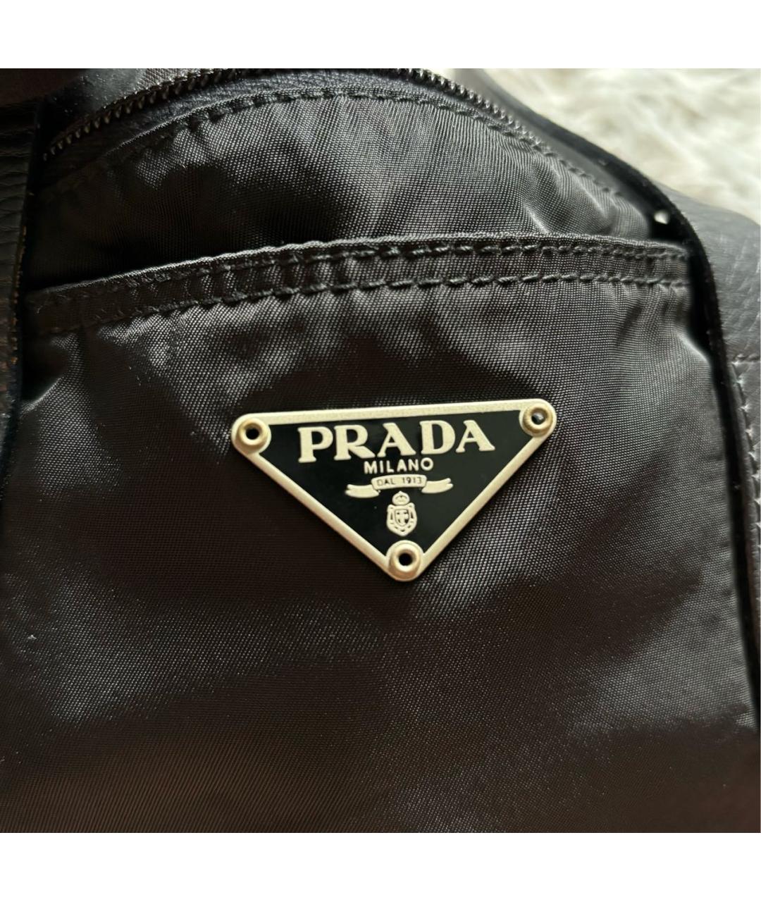 PRADA Черная тканевая сумка тоут, фото 4