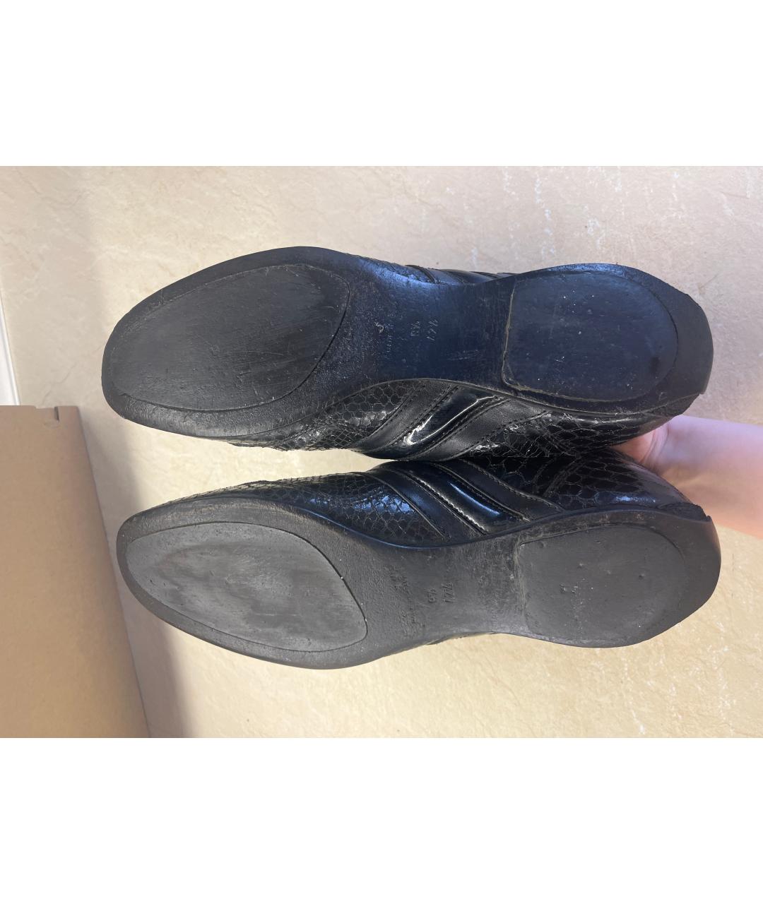JOHN RICHMOND Черные низкие кроссовки / кеды из экзотической кожи, фото 5