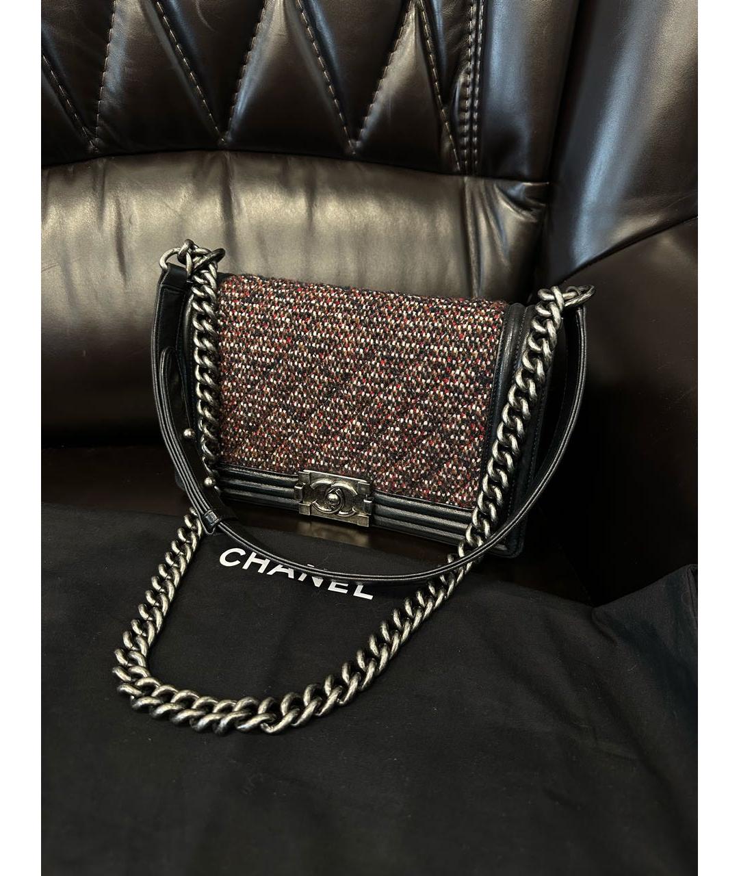 CHANEL PRE-OWNED Черная твидовая сумка через плечо, фото 2