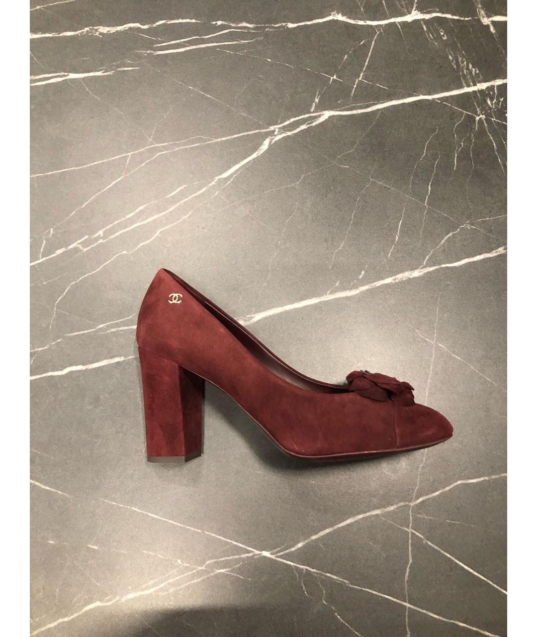 CHANEL Бордовые замшевые туфли, фото 3