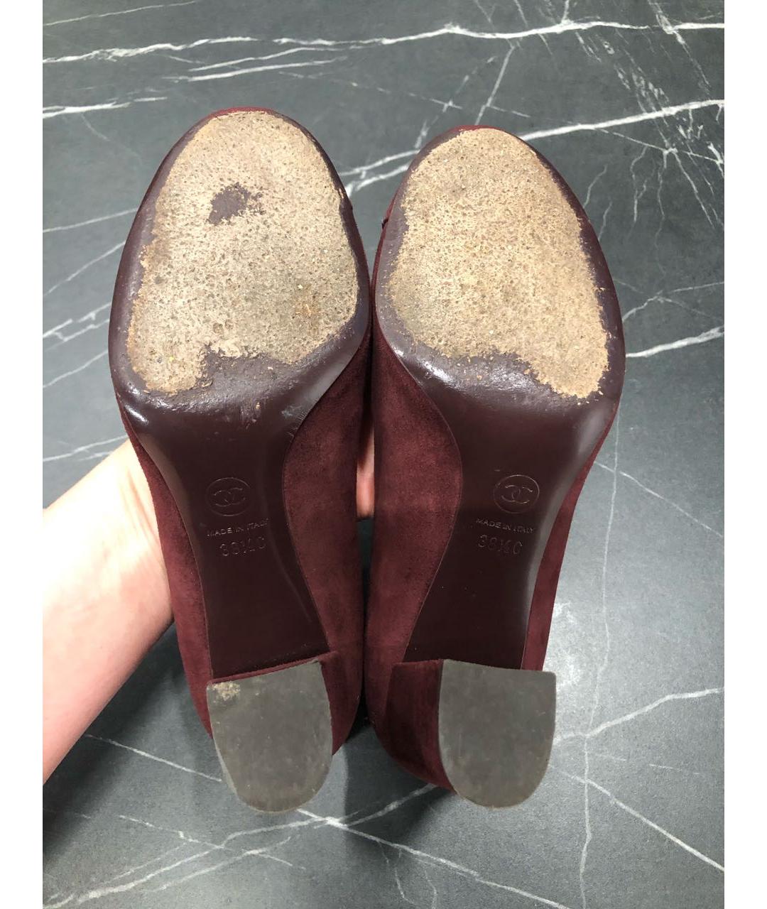 CHANEL Бордовые замшевые туфли, фото 7