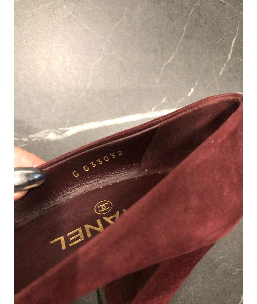 CHANEL Бордовые замшевые туфли, фото 6