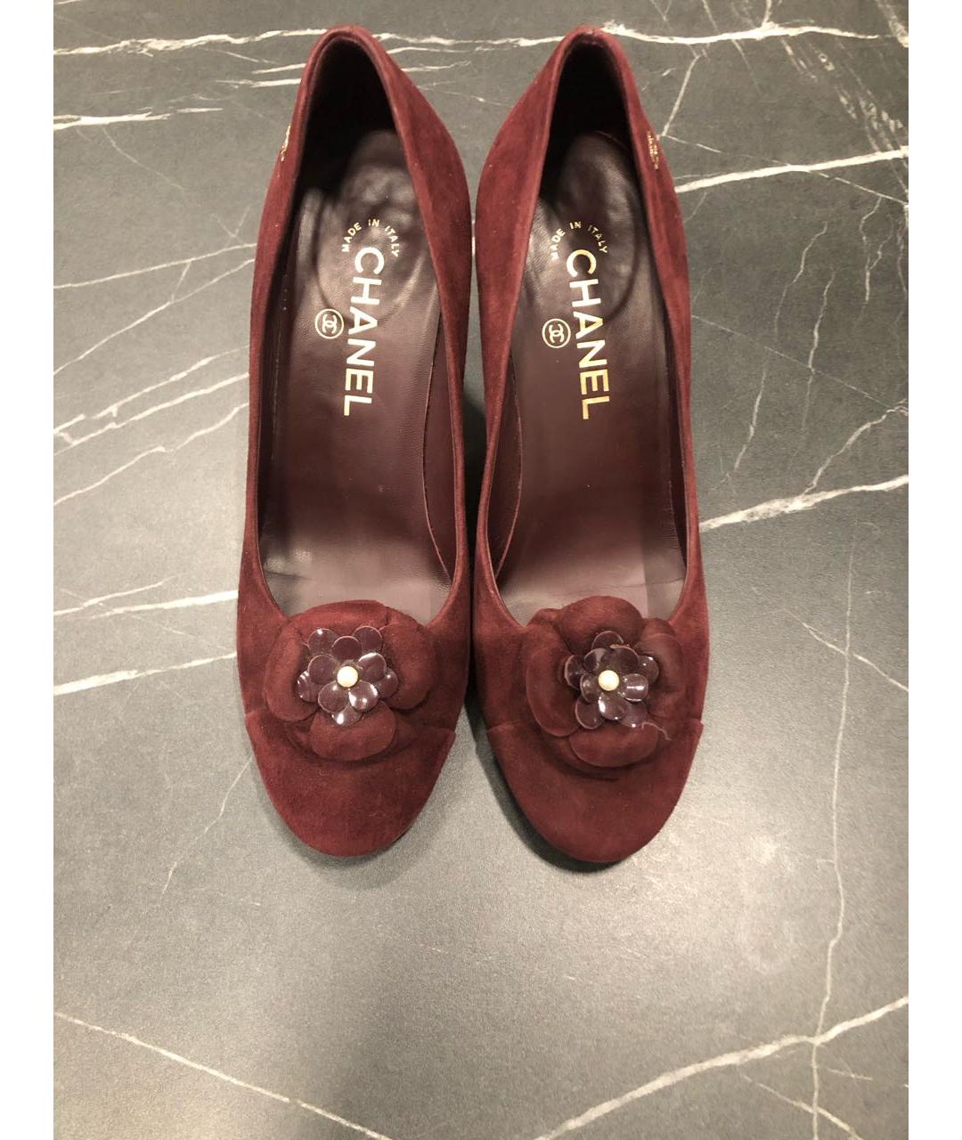CHANEL Бордовые замшевые туфли, фото 2