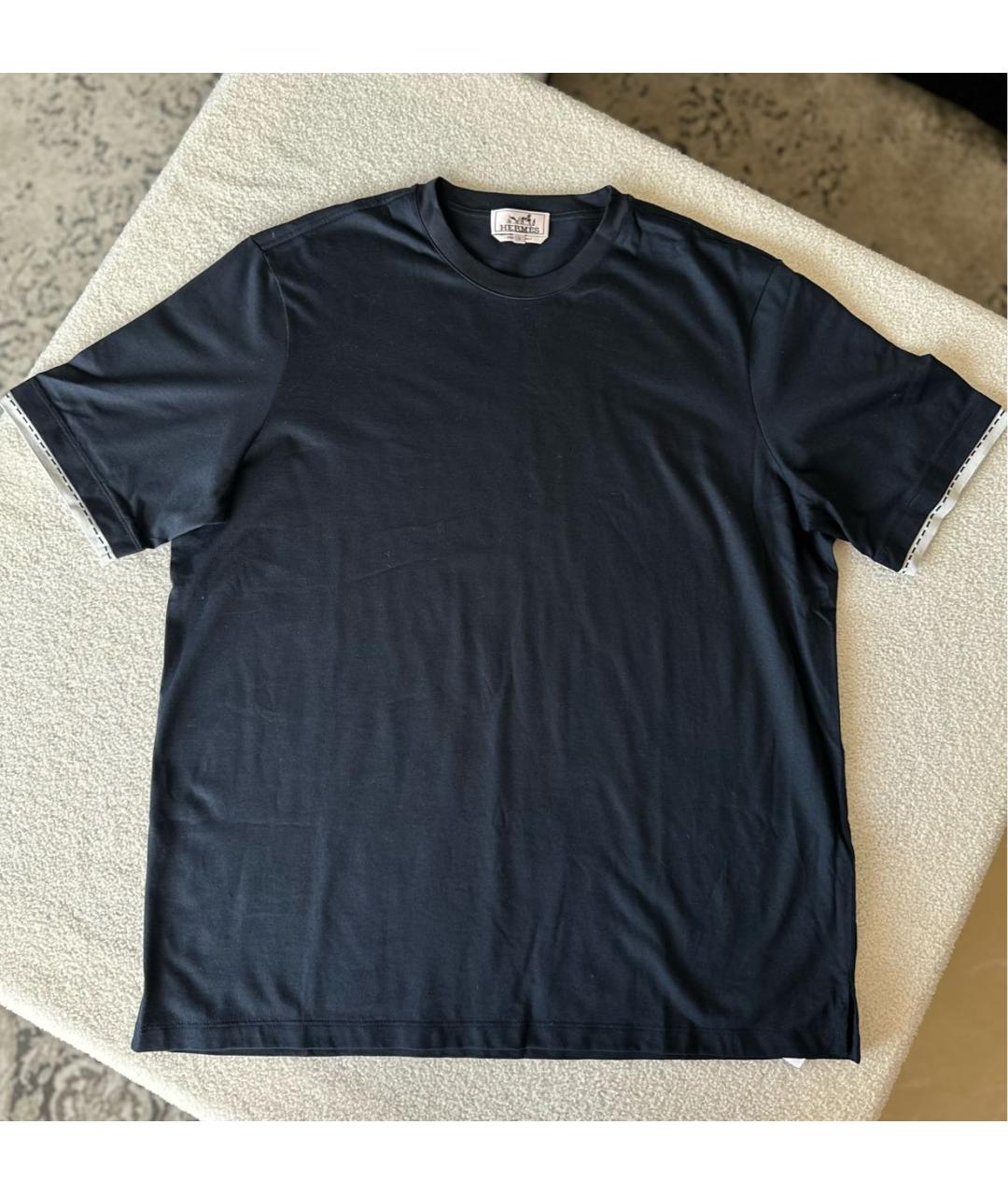 HERMES PRE-OWNED Темно-синяя хлопковая футболка, фото 4