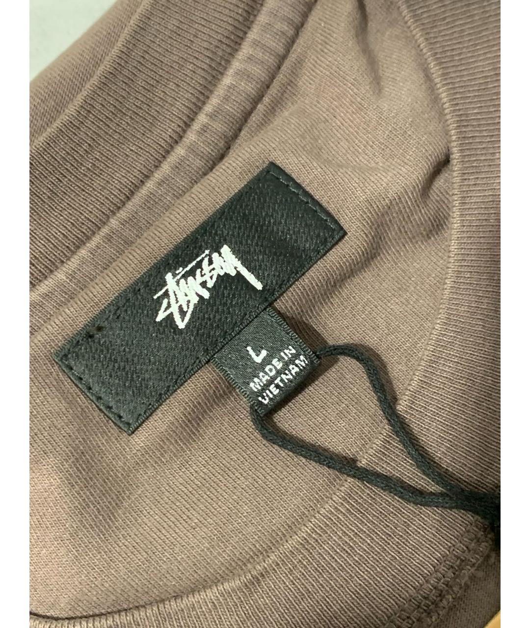 STUSSY Антрацитовая хлопковая футболка, фото 3