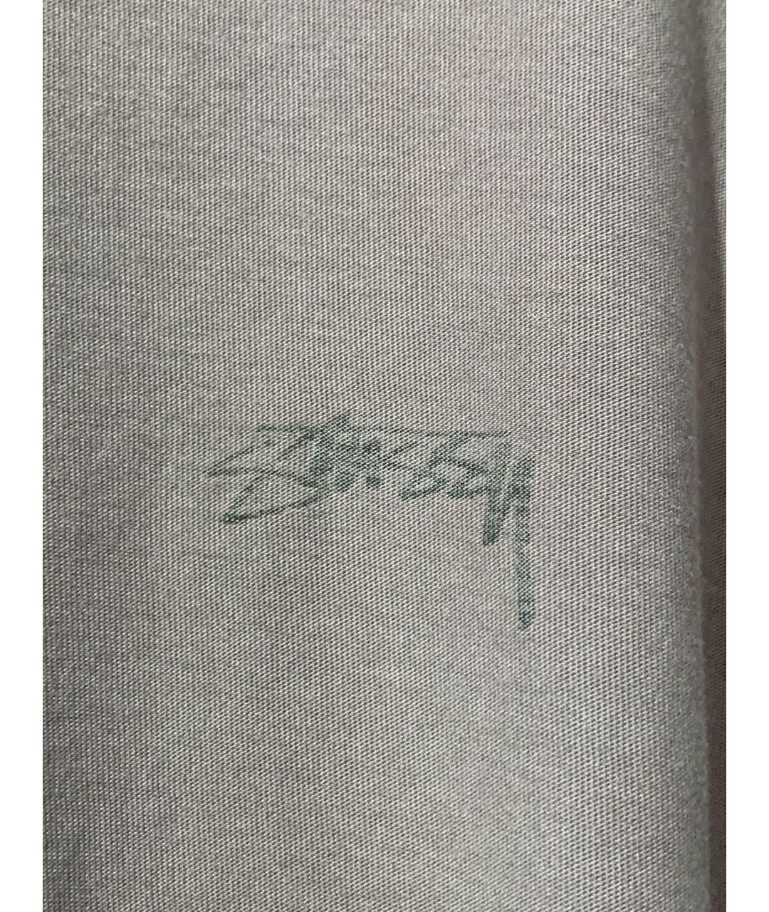 STUSSY Антрацитовая хлопковая футболка, фото 4