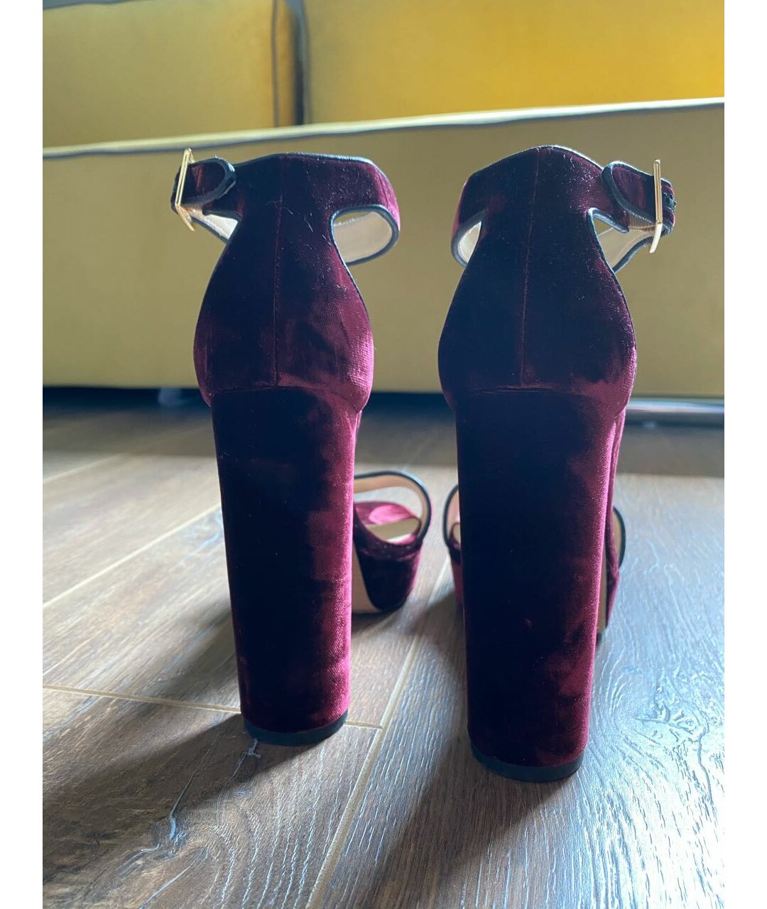JIMMY CHOO Бордовые бархатные туфли, фото 4