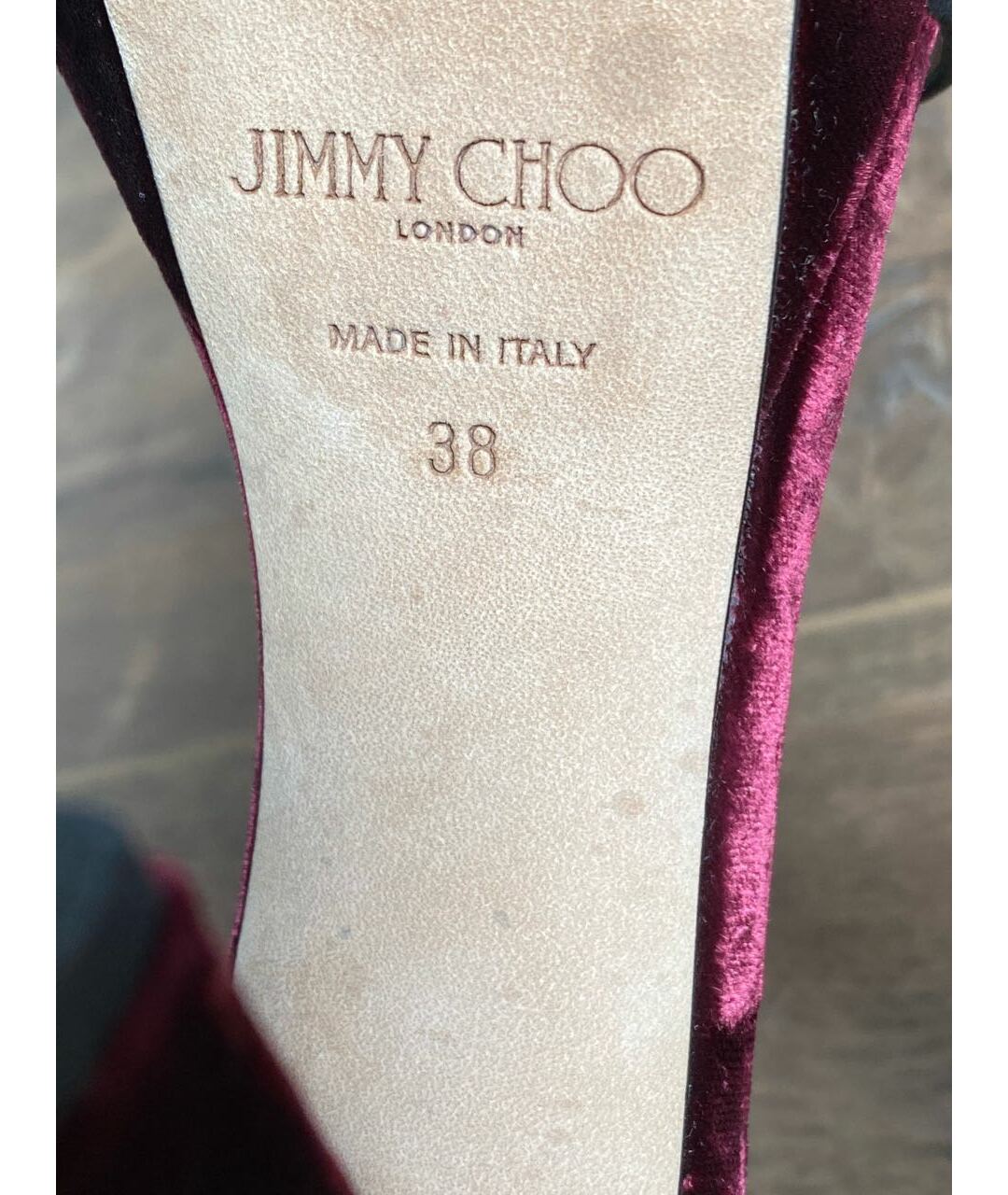 JIMMY CHOO Бордовые бархатные туфли, фото 6