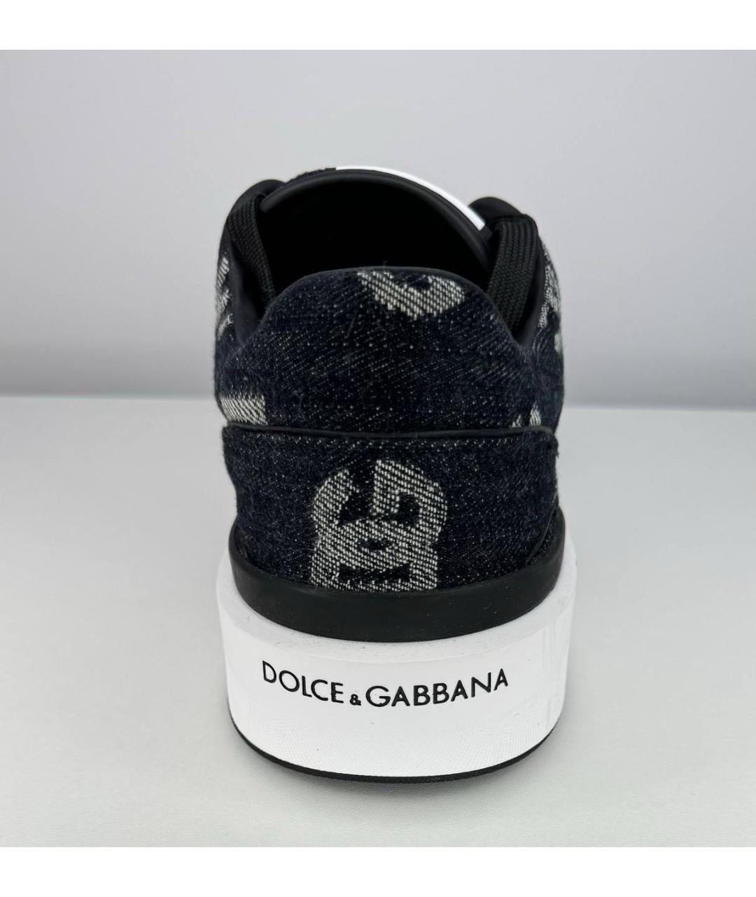 DOLCE&GABBANA Черные текстильные низкие кроссовки / кеды, фото 4