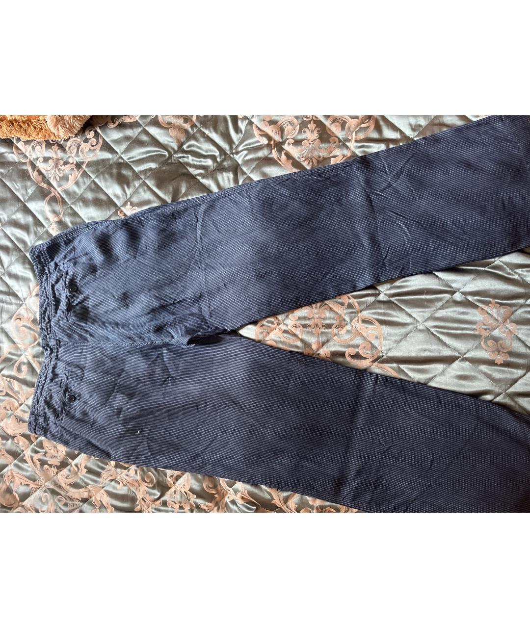 120%LINO Синие льняные повседневные брюки, фото 2