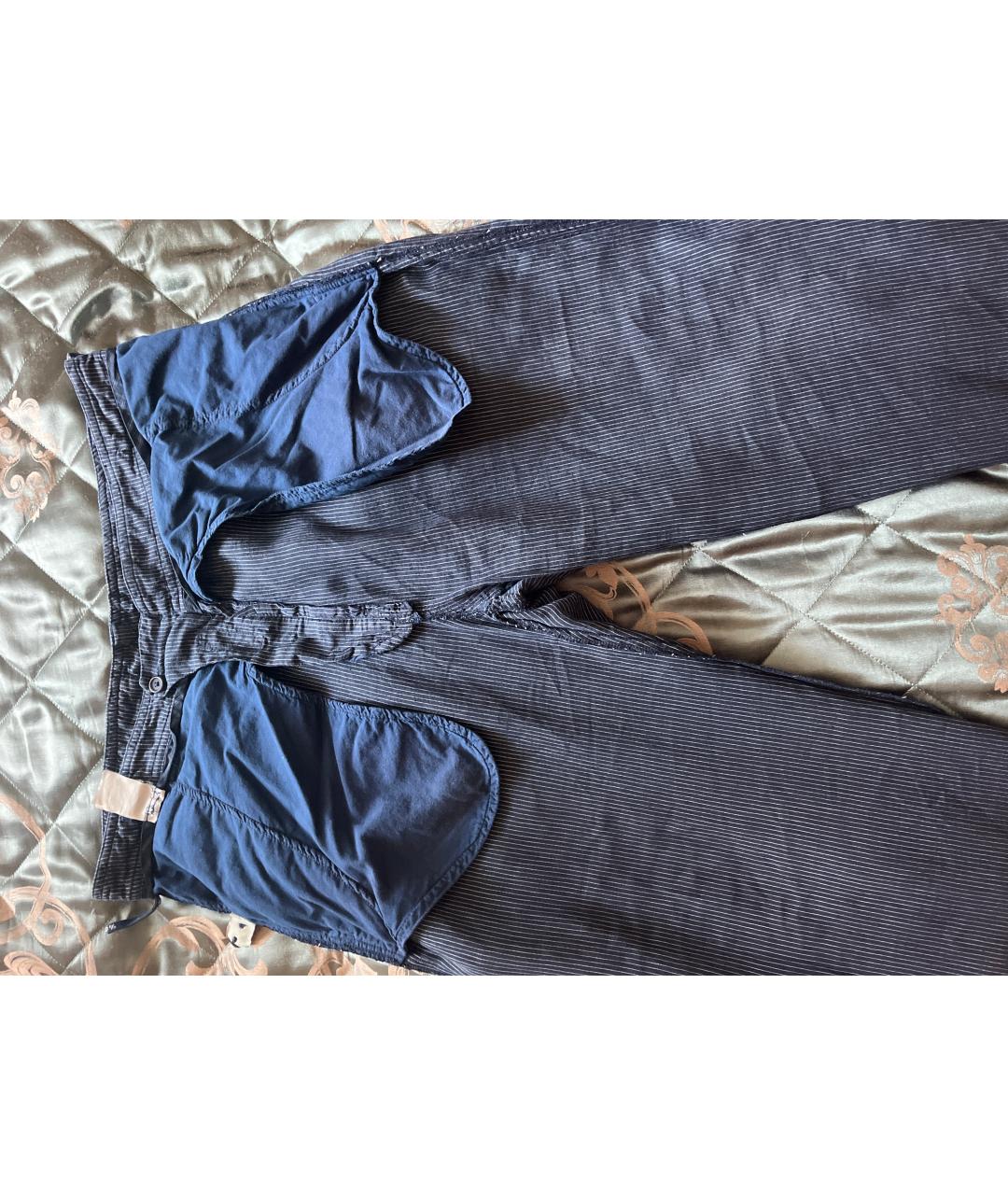 120%LINO Синие льняные повседневные брюки, фото 3