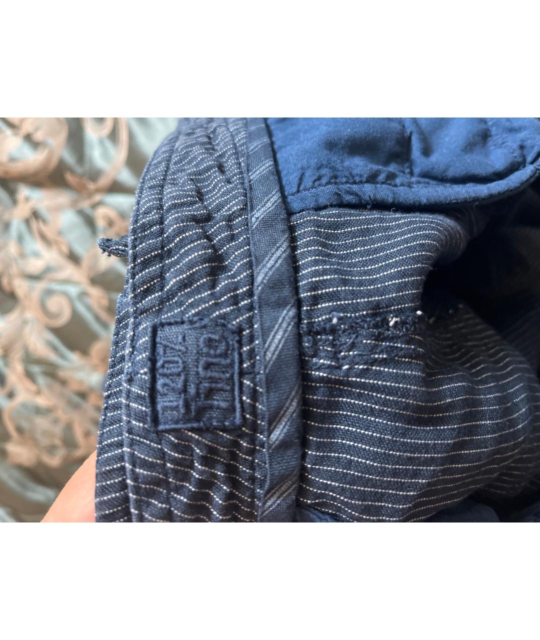 120%LINO Синие льняные повседневные брюки, фото 4