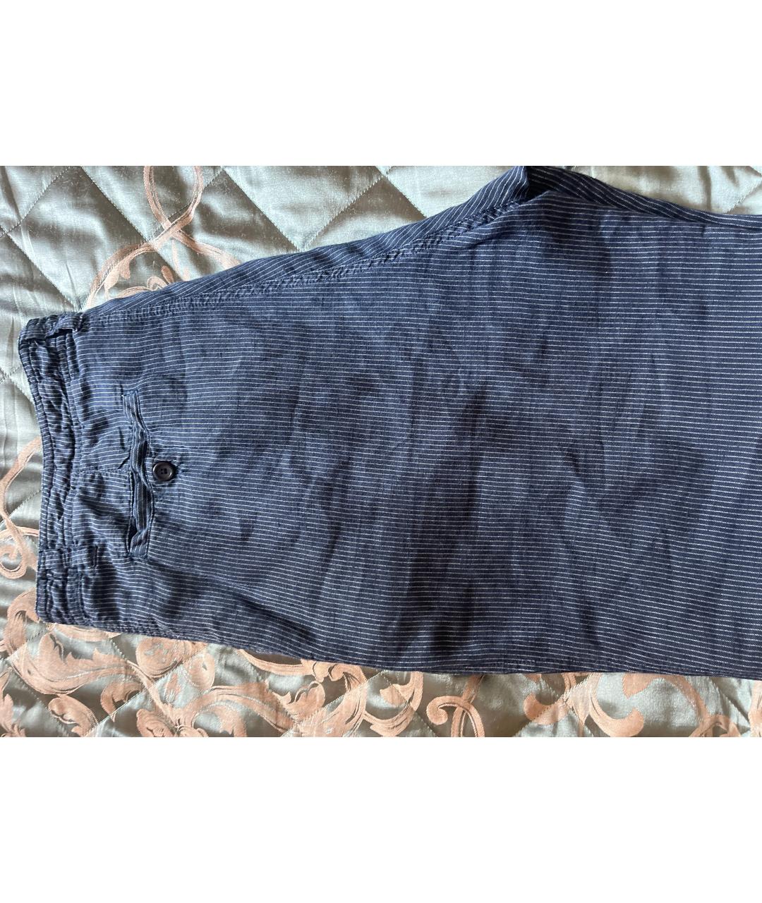 120%LINO Синие льняные повседневные брюки, фото 6