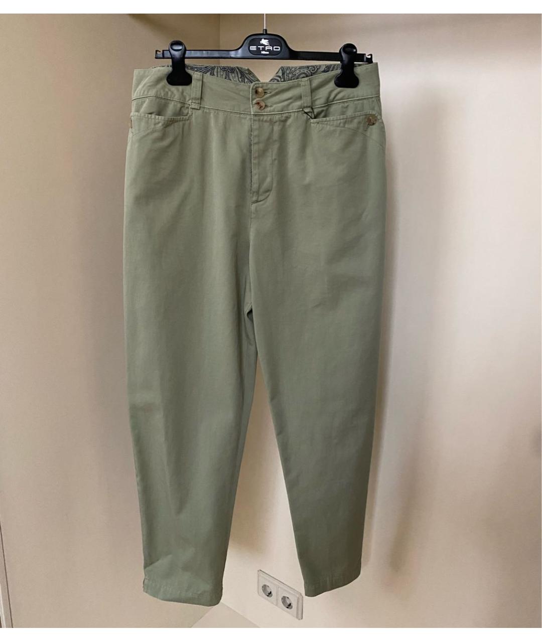 ETRO Зеленые хлопковые прямые брюки, фото 5