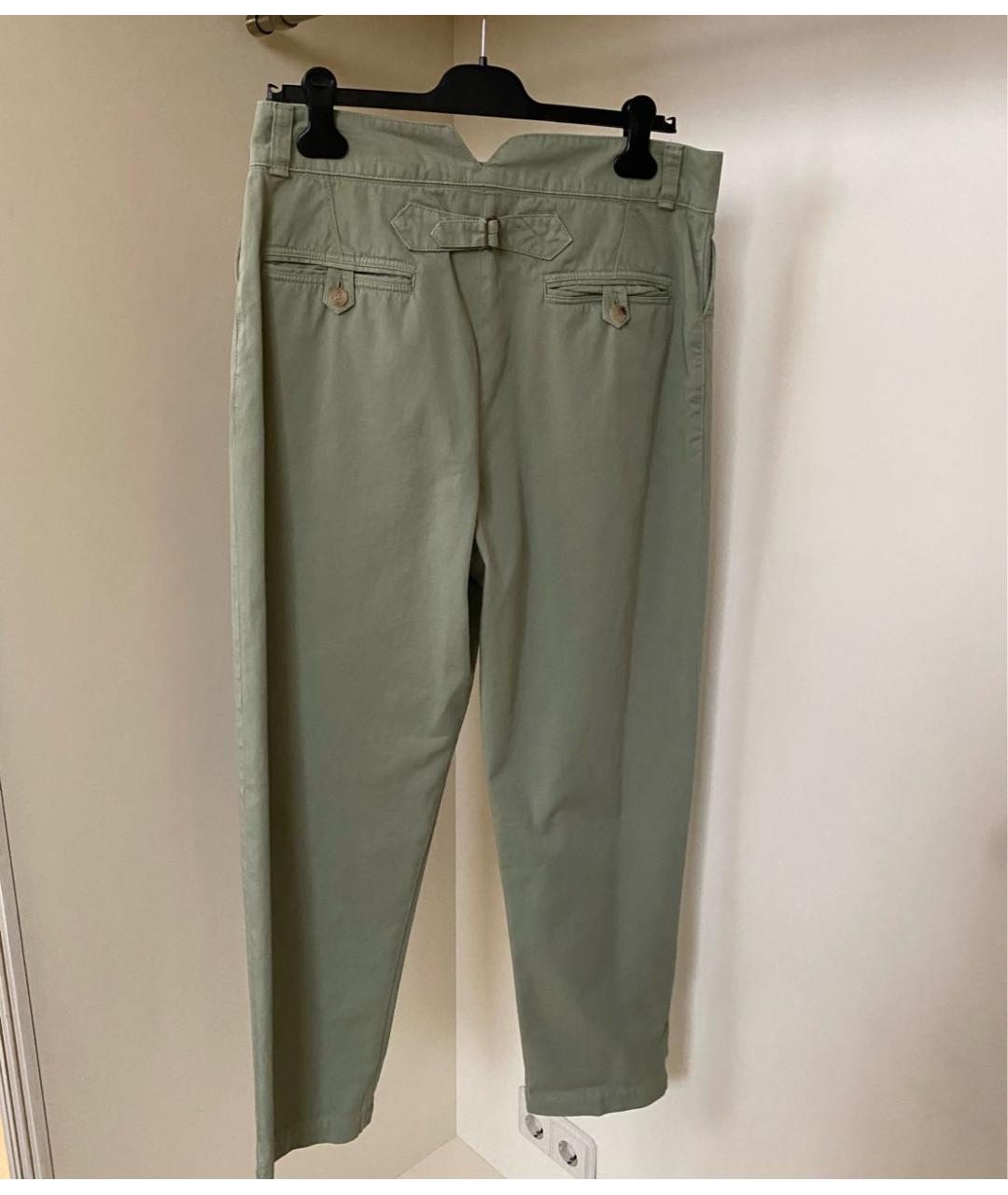 ETRO Зеленые хлопковые прямые брюки, фото 6