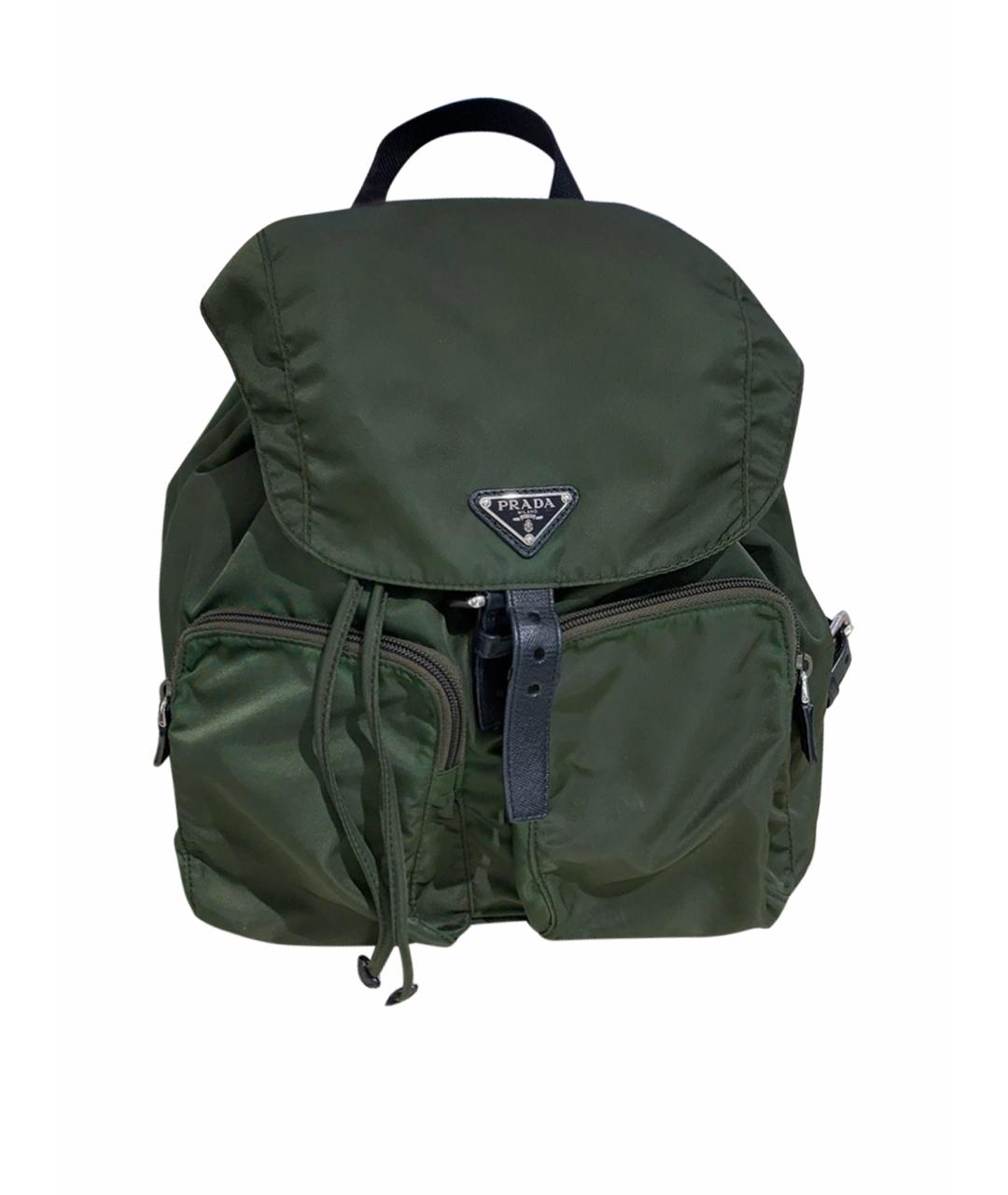 PRADA Зеленый синтетический рюкзак, фото 1